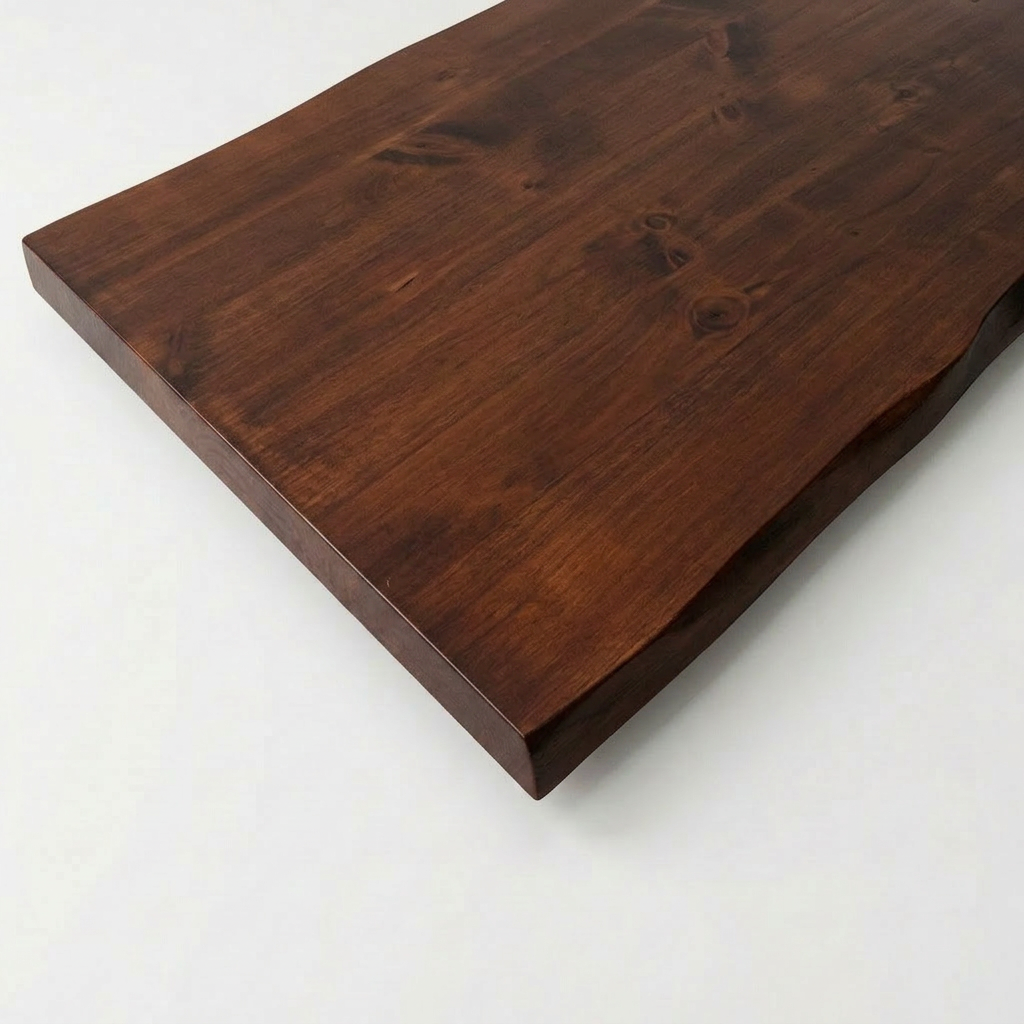 2" Thick Live Edge Wood Table Top - Walnut Color, Solid Wood