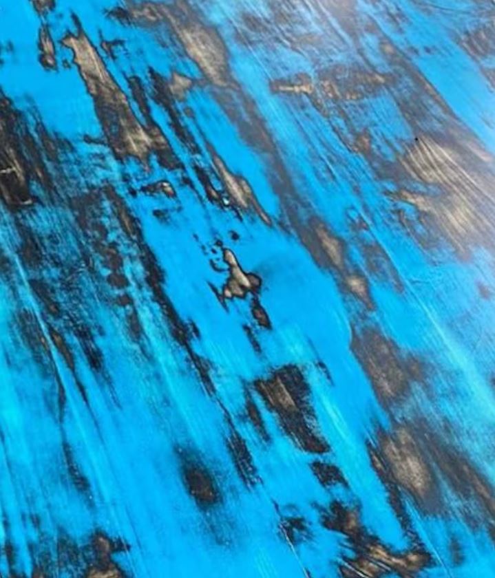 2" Thick Rustic Wood DIY Table Top, Teal Color, Bali Wood, Nautical Blue Slab