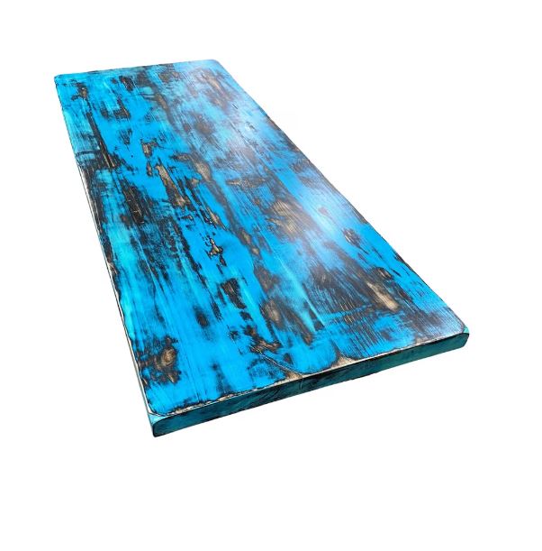 2" Thick Rustic Wood DIY Table Top, Teal Color, Bali Wood, Nautical Blue Slab