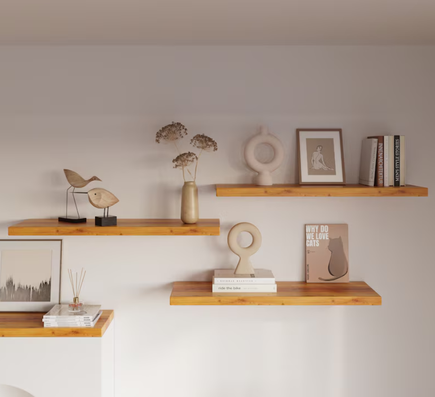 DIY Floating Wood Shelf Slab / Fireplace Mantle / Modern Bookshelf