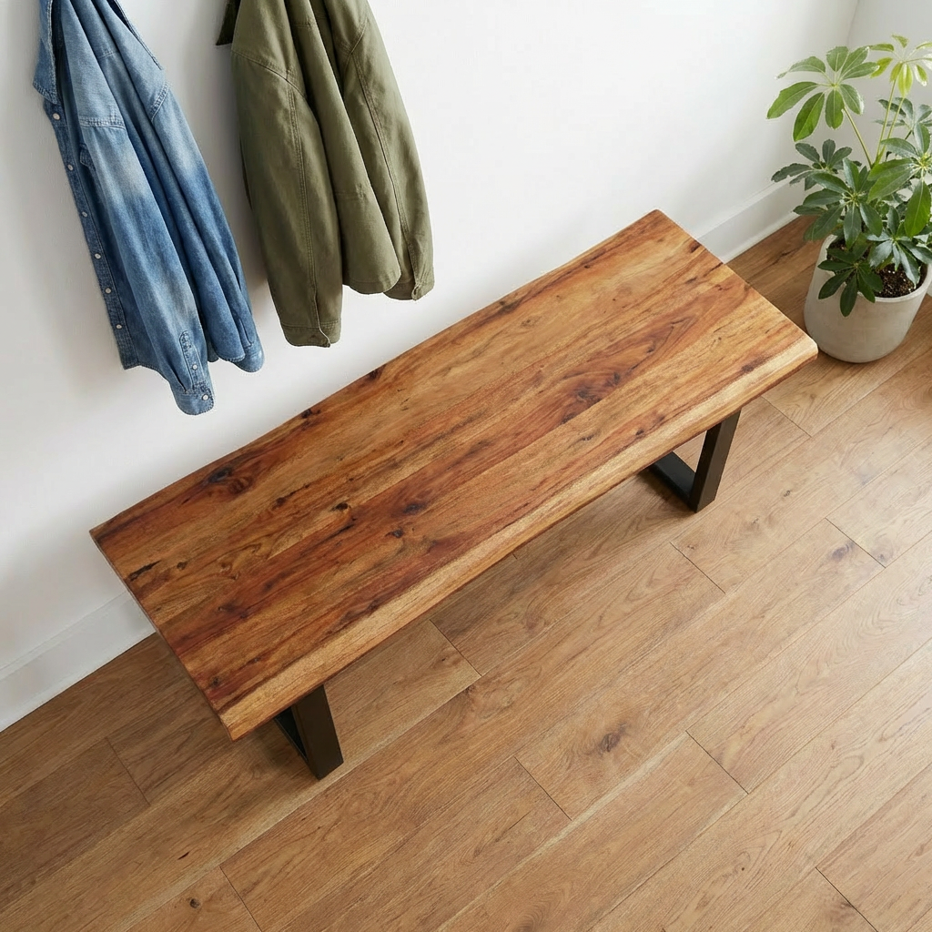 Live-Edge Walnut Acacia Bench