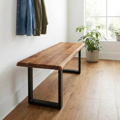 Live-Edge Walnut Acacia Bench