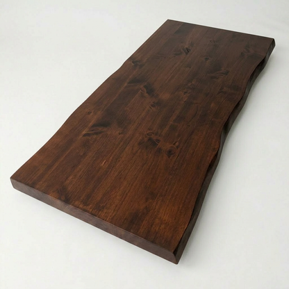 2" Thick Live Edge Wood Table Top - Walnut Color, Solid Wood