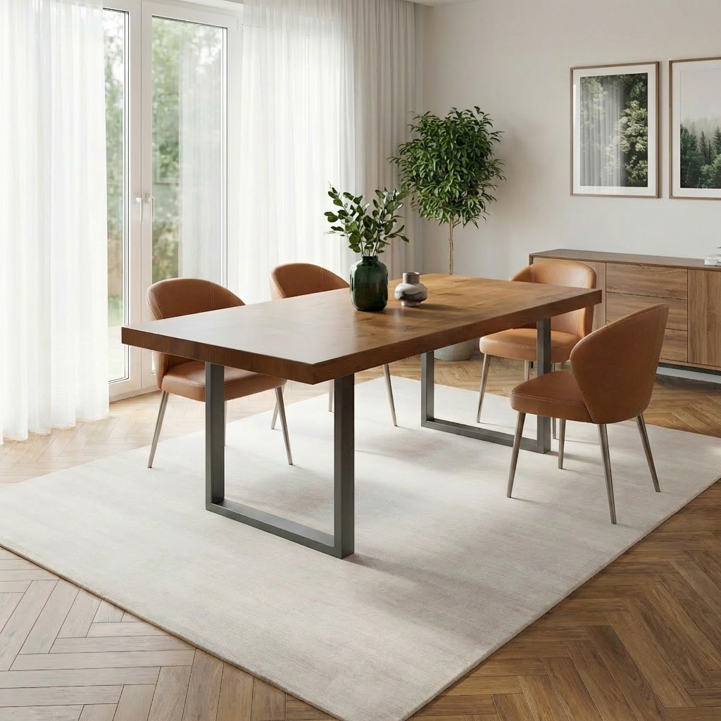 Straight-Edge Walnut Dining Table