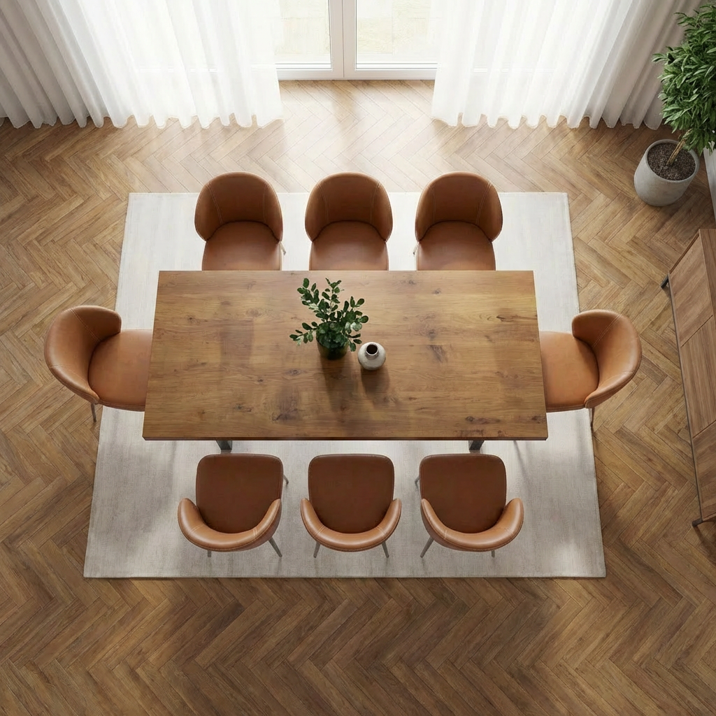 Straight-Edge Walnut Dining Table