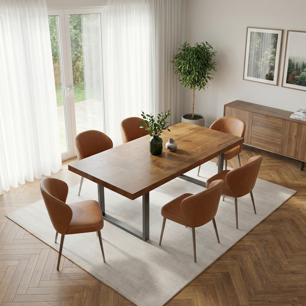 Straight-Edge Walnut Dining Table