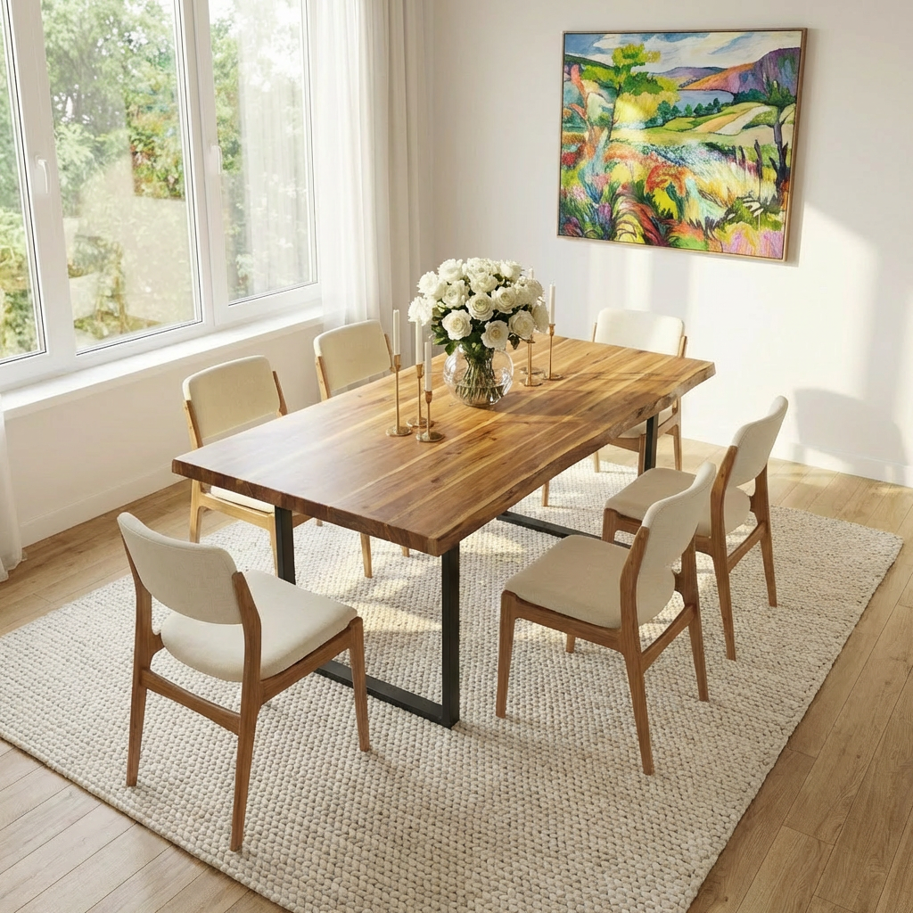 Live Edge Teak Wood Slab, DIY Table Top, Counter Top, Light Colored Wood