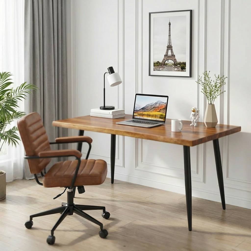 Live-Edge Walnut Acacia Desk - Variety Leg Options - UMBUZO
