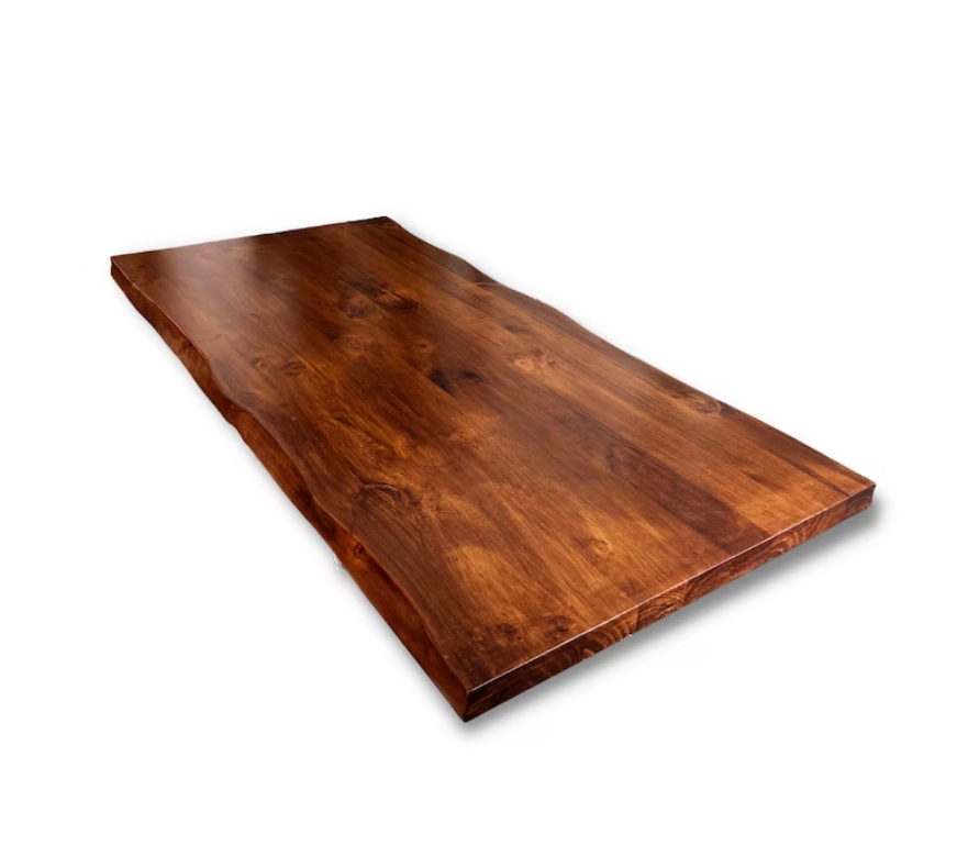 2" Thick Live Edge Wood Table Top - Walnut Color, Solid Wood