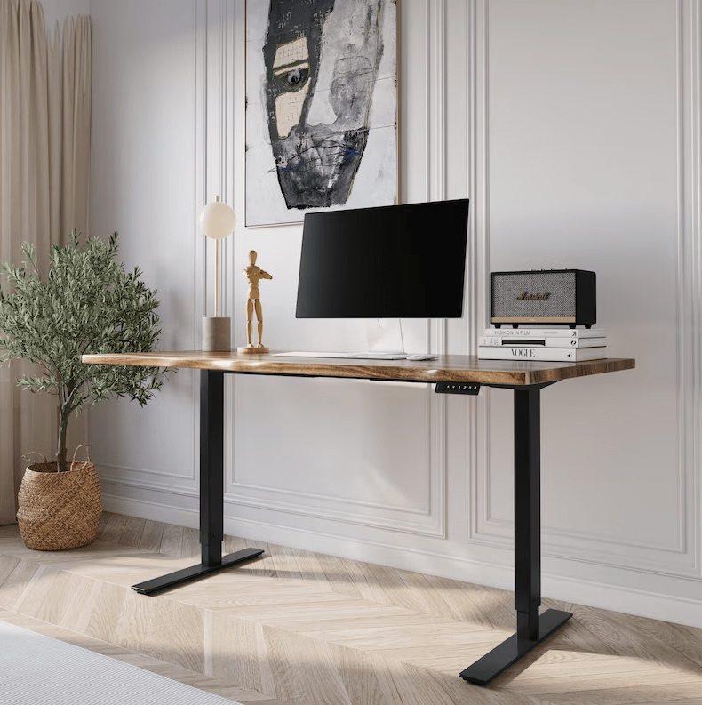 Desk - Standing Desk, Walnut Desk, Exotic Hardwood, Sit - Stand - Up Desk, Live Edge Desk, Adjustable Standing Desk, Solid Wood Desk. - UMBUZÖ