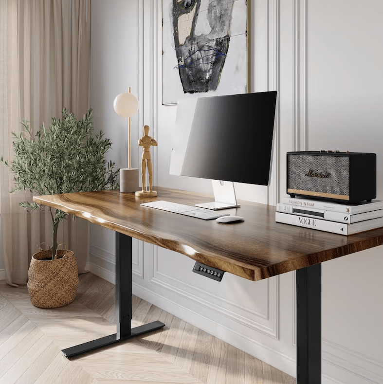 Desk - Standing Desk, Walnut Desk, Exotic Hardwood, Sit - Stand - Up Desk, Live Edge Desk, Adjustable Standing Desk, Solid Wood Desk. - UMBUZÖ