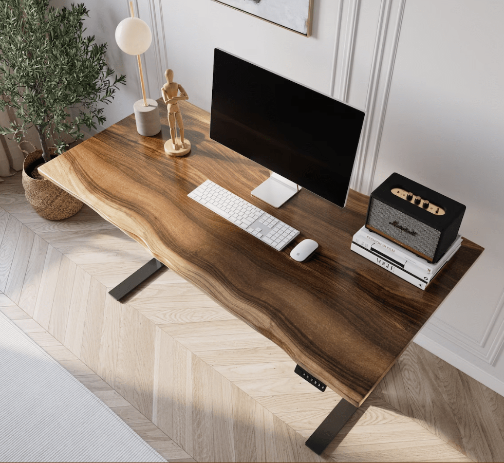 Desk - Standing Desk, Walnut Desk, Exotic Hardwood, Sit - Stand - Up Desk, Live Edge Desk, Adjustable Standing Desk, Solid Wood Desk. - UMBUZÖ