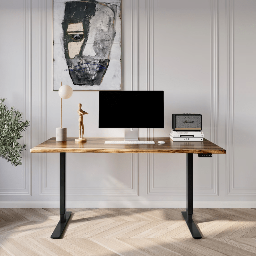 Desk - Standing Desk, Walnut Desk, Exotic Hardwood, Sit - Stand - Up Desk, Live Edge Desk, Adjustable Standing Desk, Solid Wood Desk. - UMBUZÖ