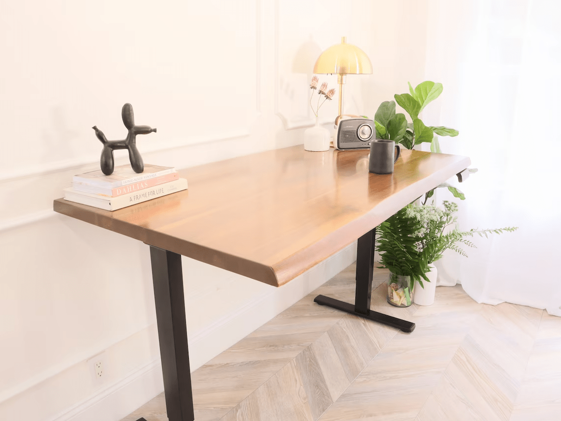 Desk - Standing Desk, Walnut Desk, Exotic Hardwood, Sit - Stand - Up Desk, Live Edge Desk, Adjustable Standing Desk, Solid Wood Desk. - UMBUZÖ