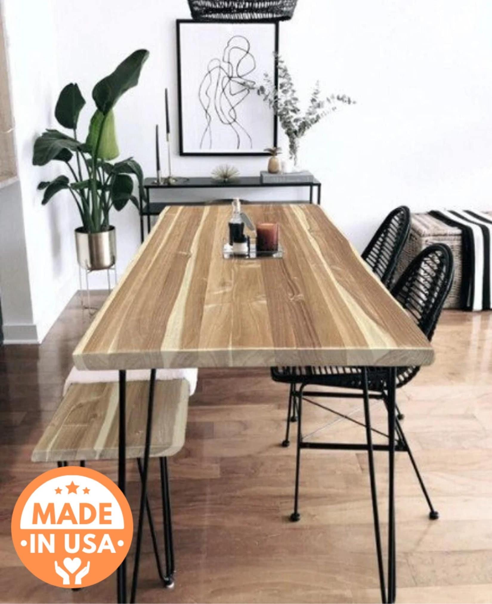 Minimalist Teak Live Edge Dining Table - UMBUZÖ