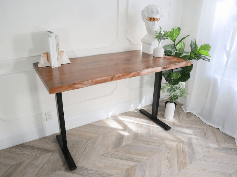 Solid 2" Extra Thick Live Edge Standing Desk, Stand Up Desk Walnut - UMBUZÖ