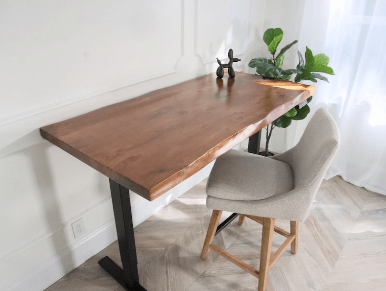 Solid 2" Extra Thick Live Edge Standing Desk, Stand Up Desk Walnut - UMBUZÖ