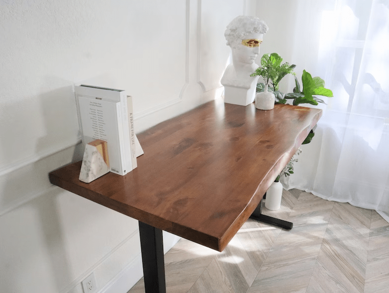 Solid 2" Extra Thick Live Edge Standing Desk, Stand Up Desk Walnut - UMBUZÖ